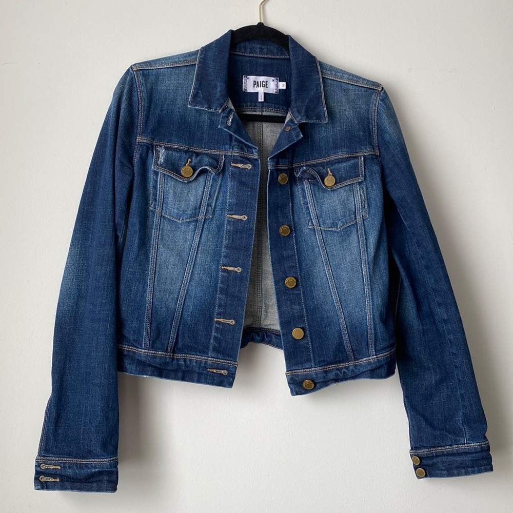 Paige Denim Dark Wash Lightly Distressed Jacket